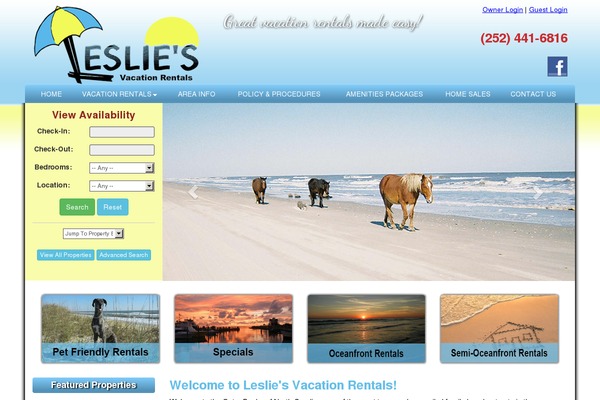 lesliesvacationrentals.com site used Parkcity