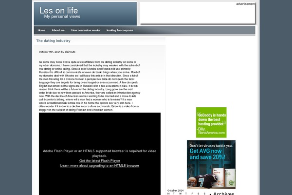 lesonlife.com site used TechBlue Adsense-Ready Theme