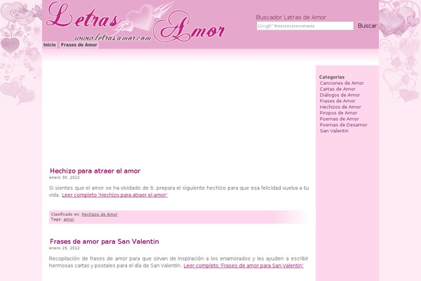 letrasamor.com site used Letrasamor