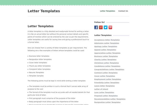 lettertemplates.org site used Inbox