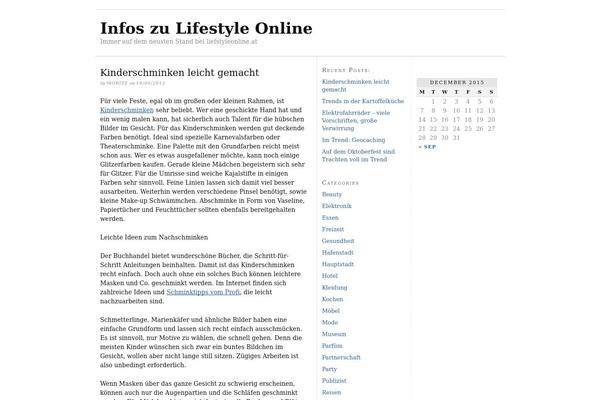 Lifestyle theme site design template sample