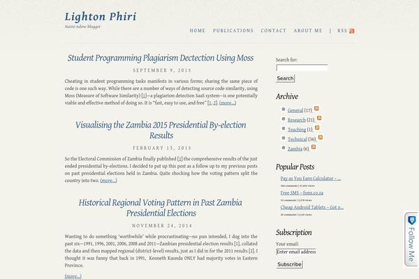lightonphiri.org site used Ghostwriter