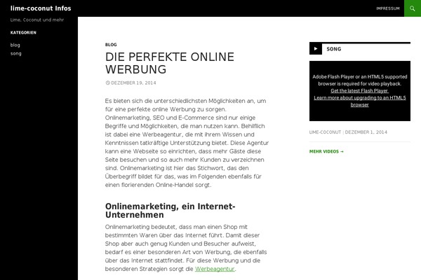 Twenty Fourteen theme site design template sample