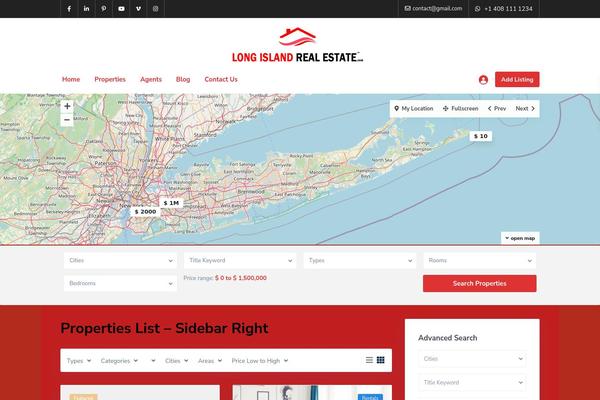 Residence Child theme site design template sample
