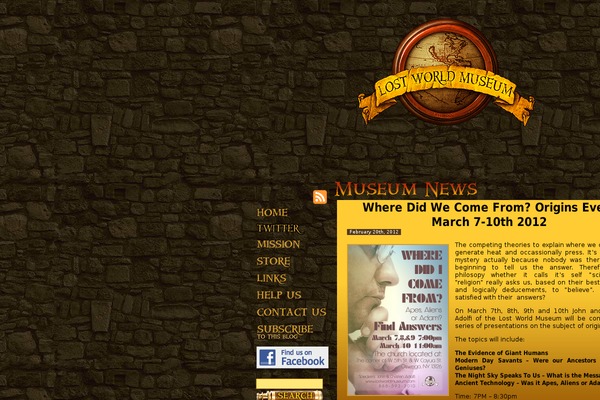 lostworldmuseum.com site used Lostworld