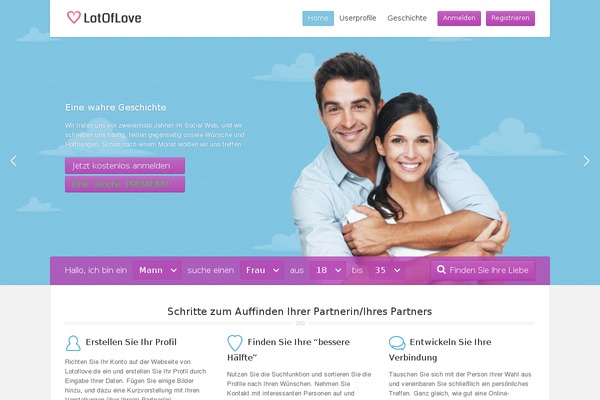 LoveStory theme site design template sample