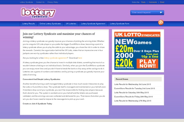 lotterysyndicate.co.uk site used Fresh News
