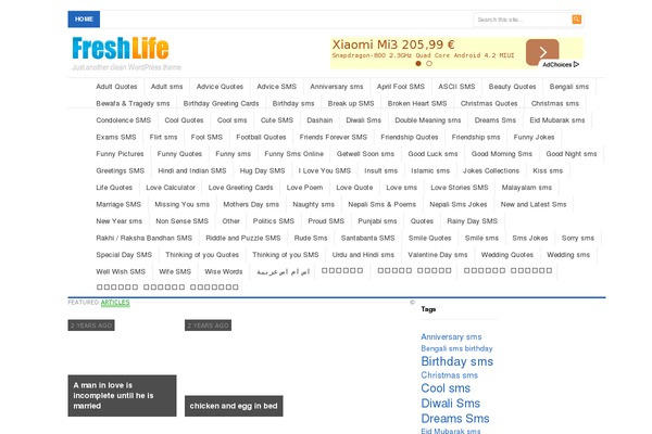 Freshlife theme site design template sample
