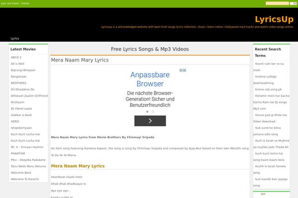 lyrics WordPress theme, websites list used lyrics theme lyrics theme websites examples