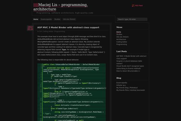 zDark theme site design template sample
