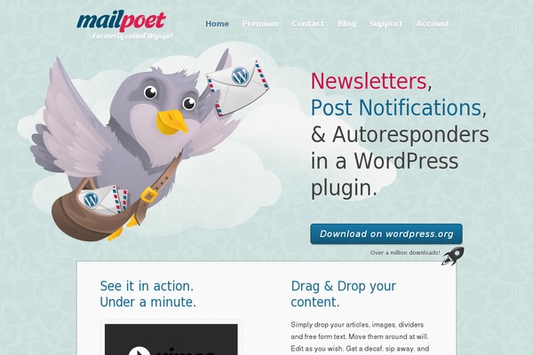 mailpoet.com site used Theme-2018