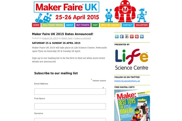 makerfaireuk.com site used Minicoraline