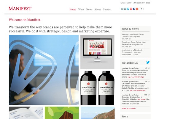 Manifest theme site design template sample
