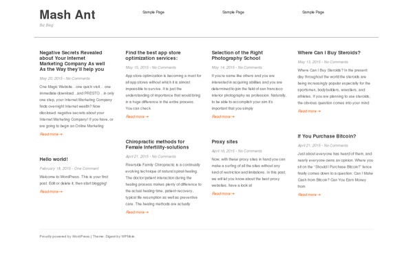 Digest theme site design template sample