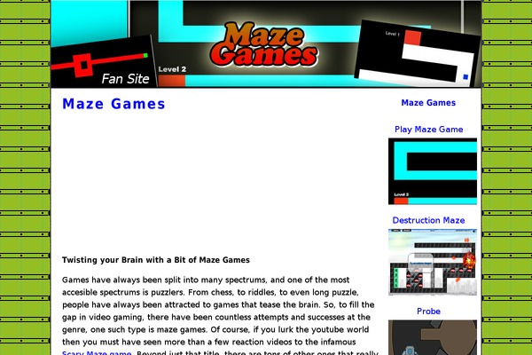 maze-games.org site used Ad Flex Niche