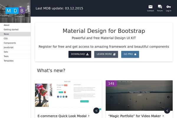 mdbootstrap.com site used Mdbootstrap4