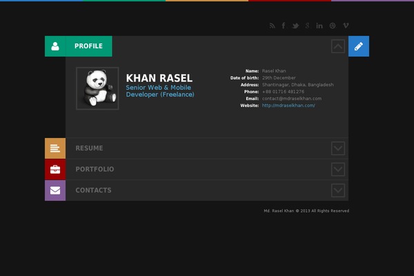 Cv theme site design template sample