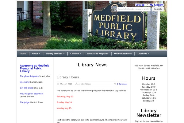 medfieldpubliclibrary.org site used Mpl