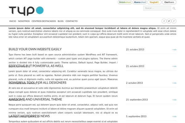 Typo theme site design template sample
