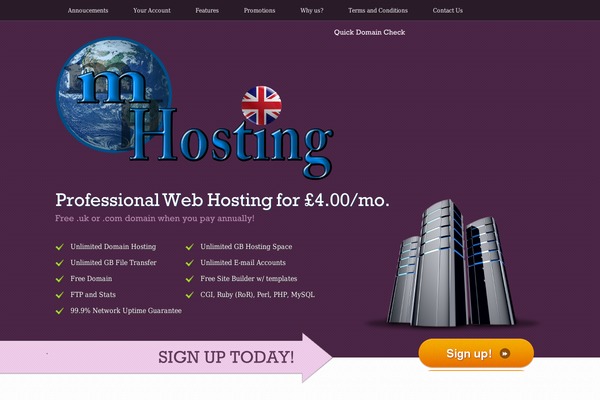 Webhosting theme site design template sample