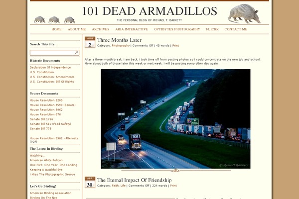 michaeltbarrett.com site used 101deadarmadillos