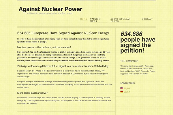 million-against-nuclear.net site used Elefolio