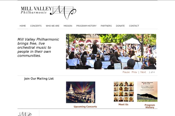 millvalleyphilharmonic.org site used Vilisya