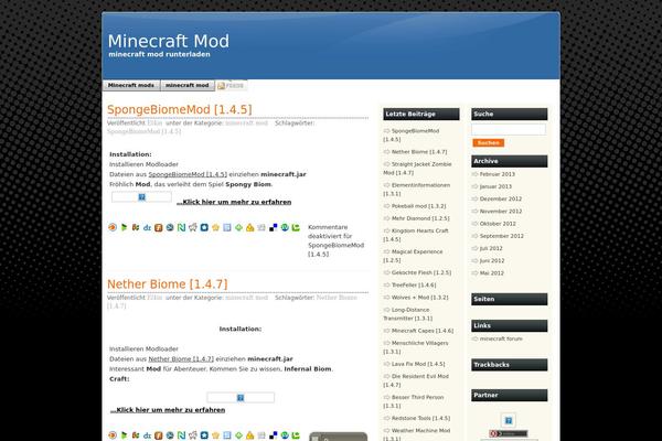 Minecraft theme site design template sample