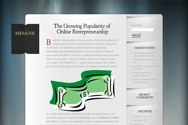 Memoir theme site design template sample