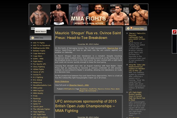 Mma theme site design template sample