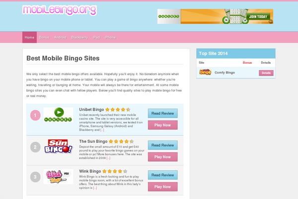 mobilebingo.org site used Bingotheme