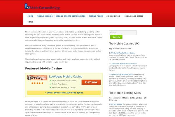 mobilecasinosbetting.com site used Slots Theme