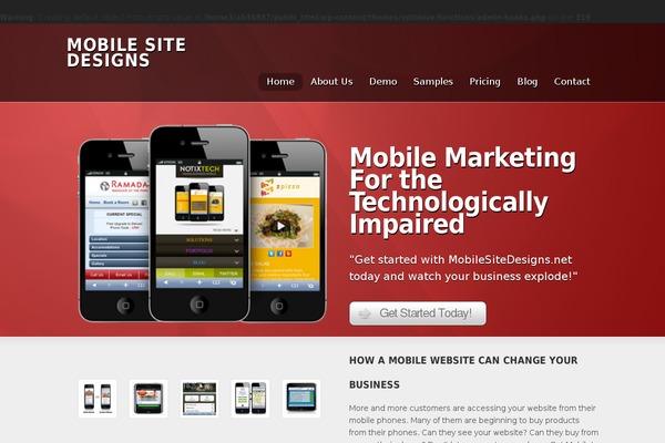 Optimize theme site design template sample