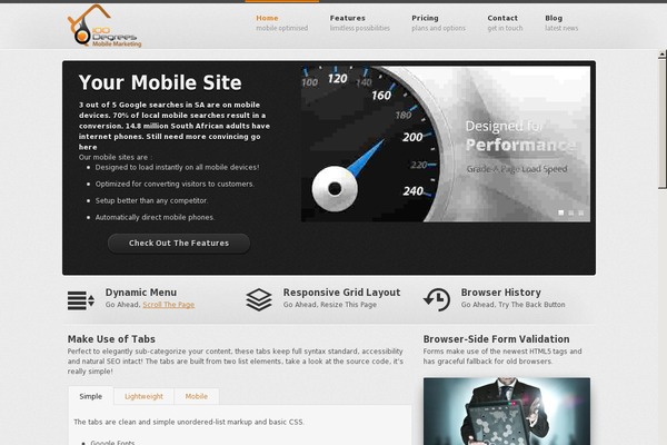 Spark theme site design template sample