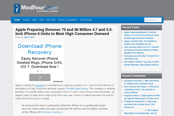 Editorial theme site design template sample