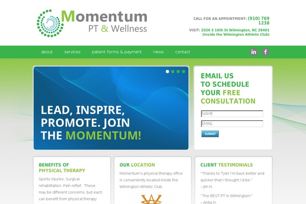 Momentum theme site design template sample