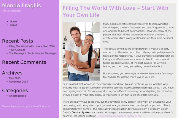 mondofragilis.net site used Narcissism