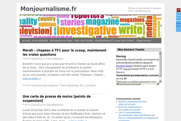 monjournalisme.fr site used Twenty Ten