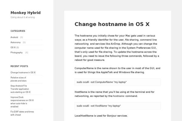 monkeyhybrid.com site used Twenty Fifteen