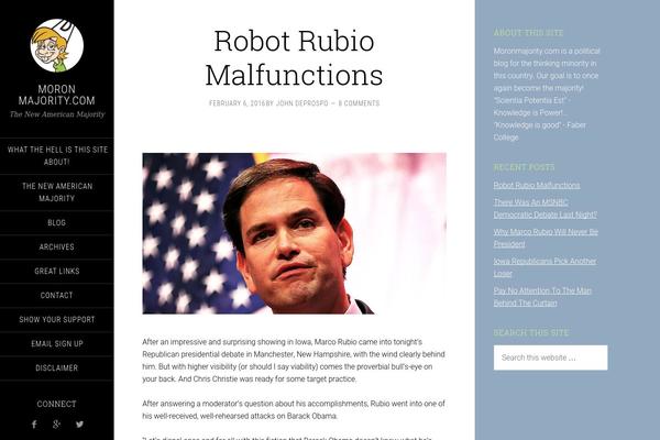 moronmajority.com site used Sixteen Nine Pro Theme