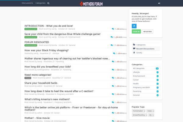 mothersforum.org site used Socialize