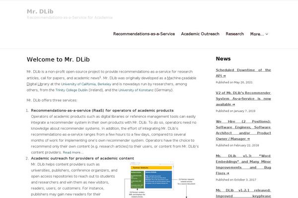 mr-dlib.org site used Experon