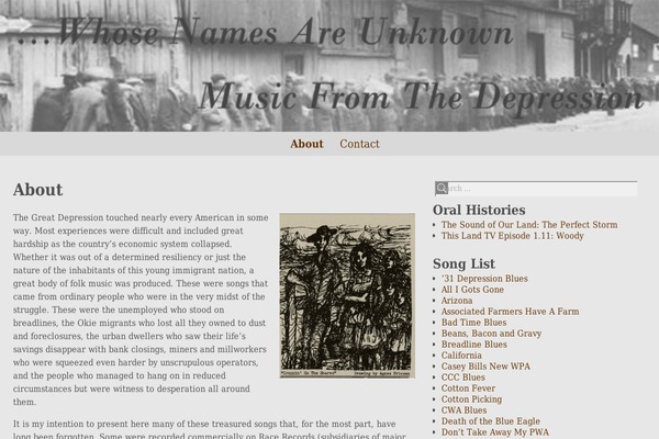 musicfromthedepression.com site used Weaver Xtreme