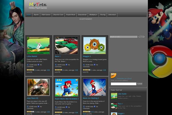 Games theme site design template sample