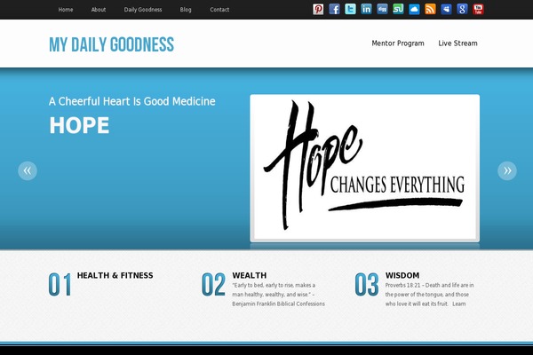 mydailygoodness.com site used Wp Social Press