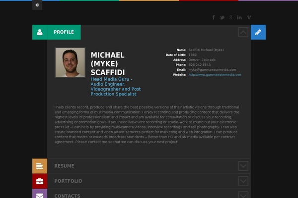 Cv theme site design template sample