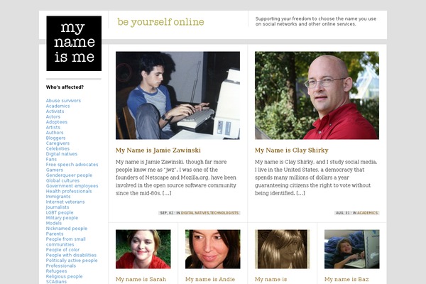 mynameisme.org site used Suburbia