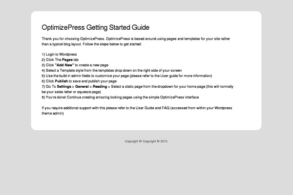 Optimize theme site design template sample