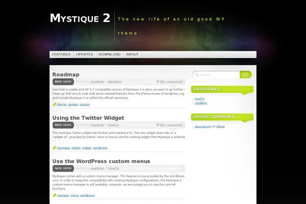 Mystique2 theme site design template sample