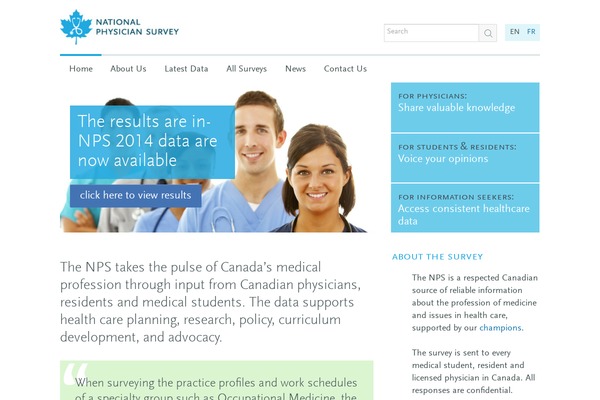 nationalphysiciansurvey.ca site used Nps